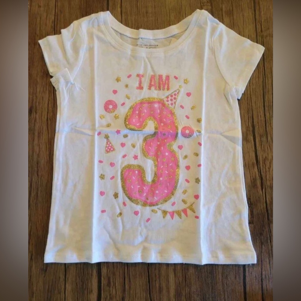 Toddler Girls Birthday Glitter Tee Size 3
